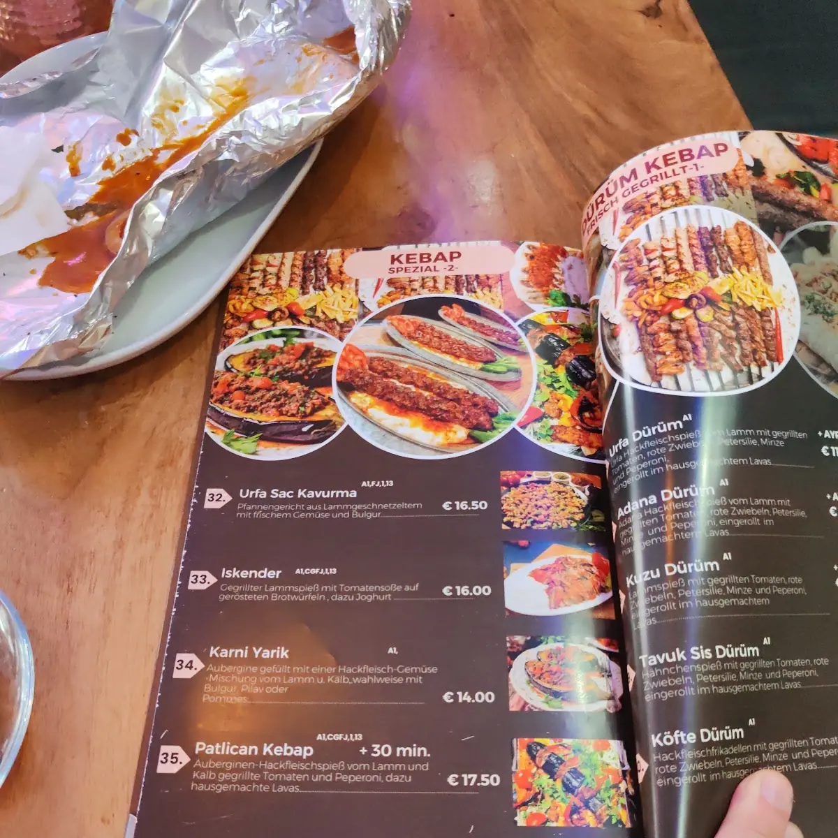 Speisekarte, ÖZ URFA- türkisches Restaurant und Grillhaus