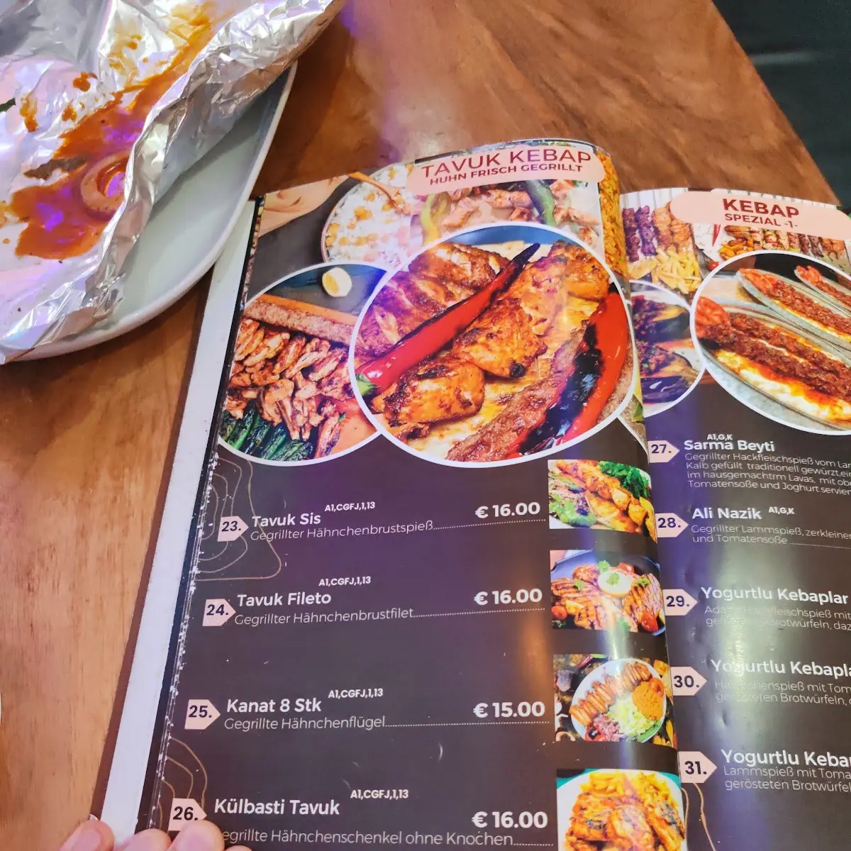 Speisekarte, ÖZ URFA- türkisches Restaurant und Grillhaus