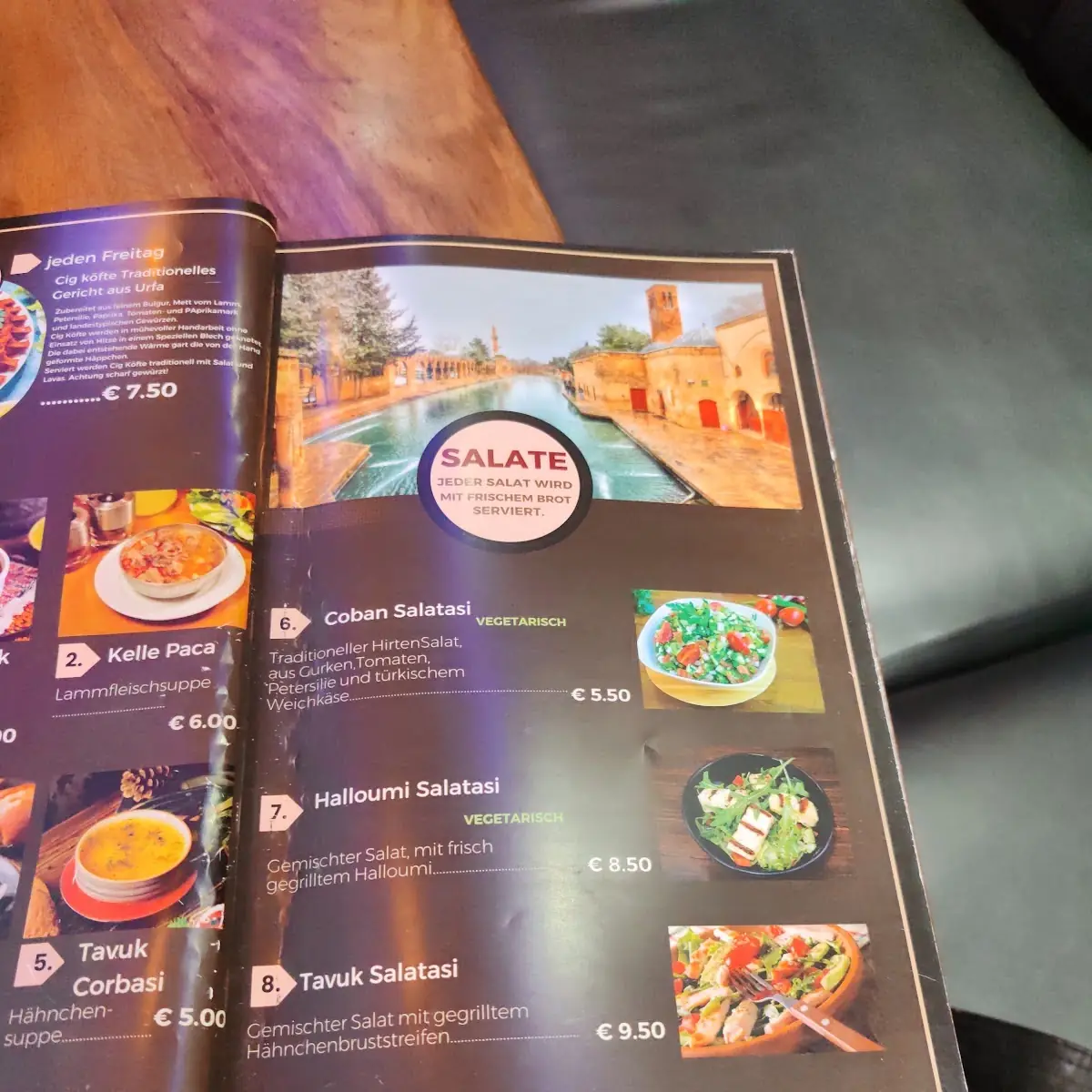 Speisekarte, ÖZ URFA- türkisches Restaurant und Grillhaus
