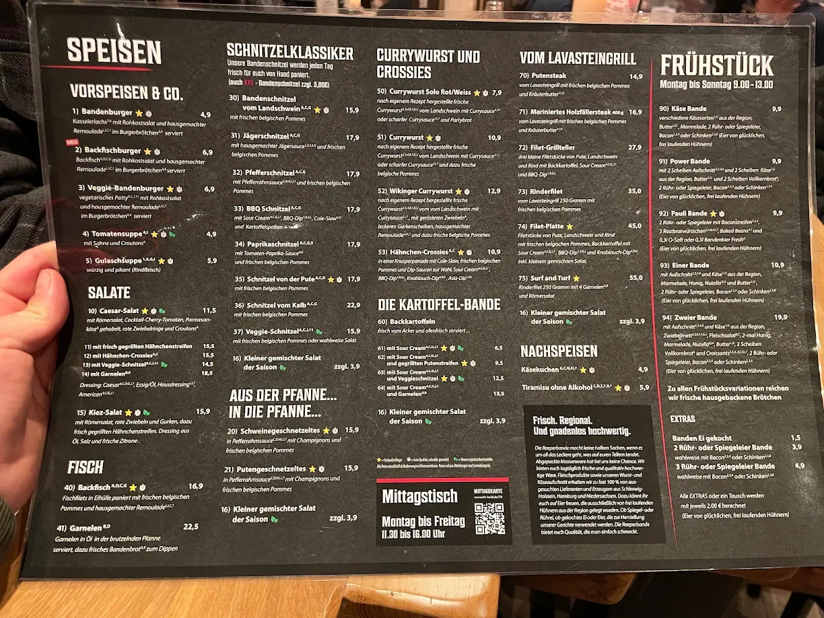 Speisekarte, "Reeperbande" Free Finkenpark UG (haftungsbeschränkt)
