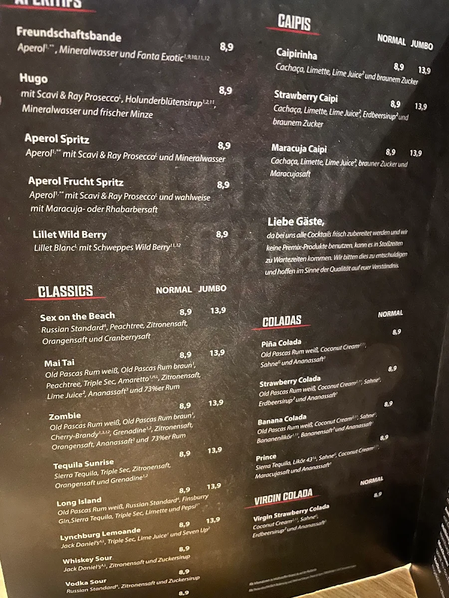 Speisekarte, "Reeperbande" Free Finkenpark UG (haftungsbeschränkt)