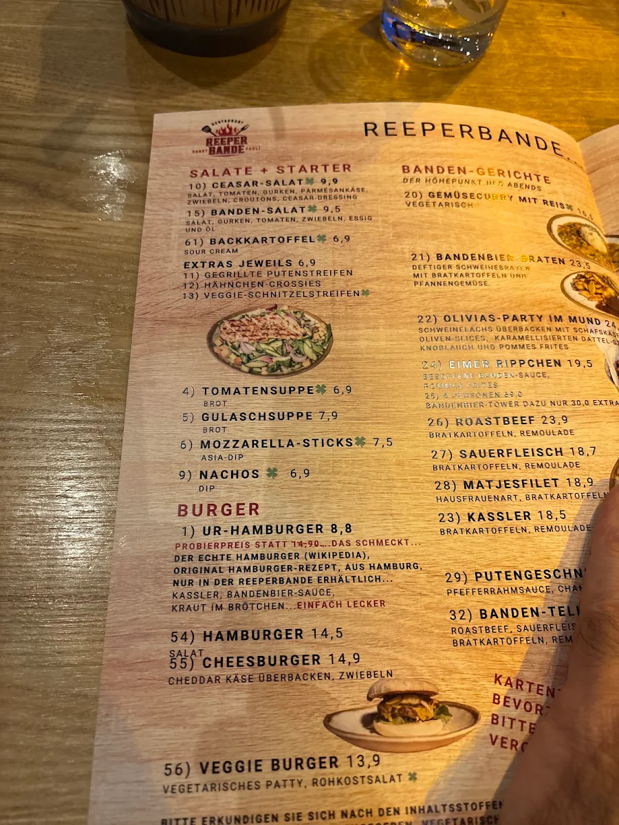 Speisekarte, "Reeperbande" Free Finkenpark UG (haftungsbeschränkt)