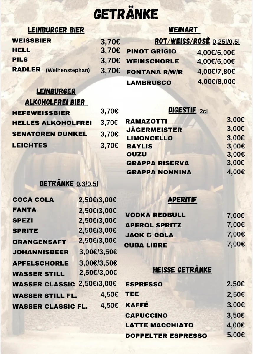 Speisekarte, Il Castello Ristorante & Pizzeria Leinburg