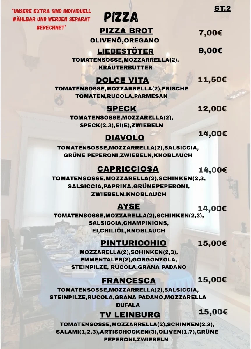 Speisekarte, Il Castello Ristorante & Pizzeria Leinburg