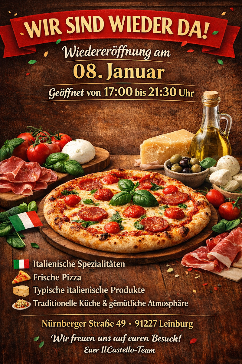 Speisekarte, Il Castello Ristorante & Pizzeria Leinburg