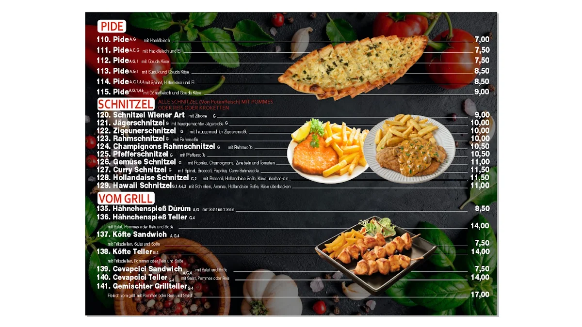 Speisekarte, Dellbrücker Grill und Pizzahaus