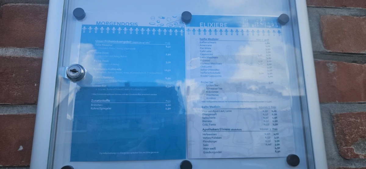 Speisekarte, Café zur Ohlstedter Apotheke