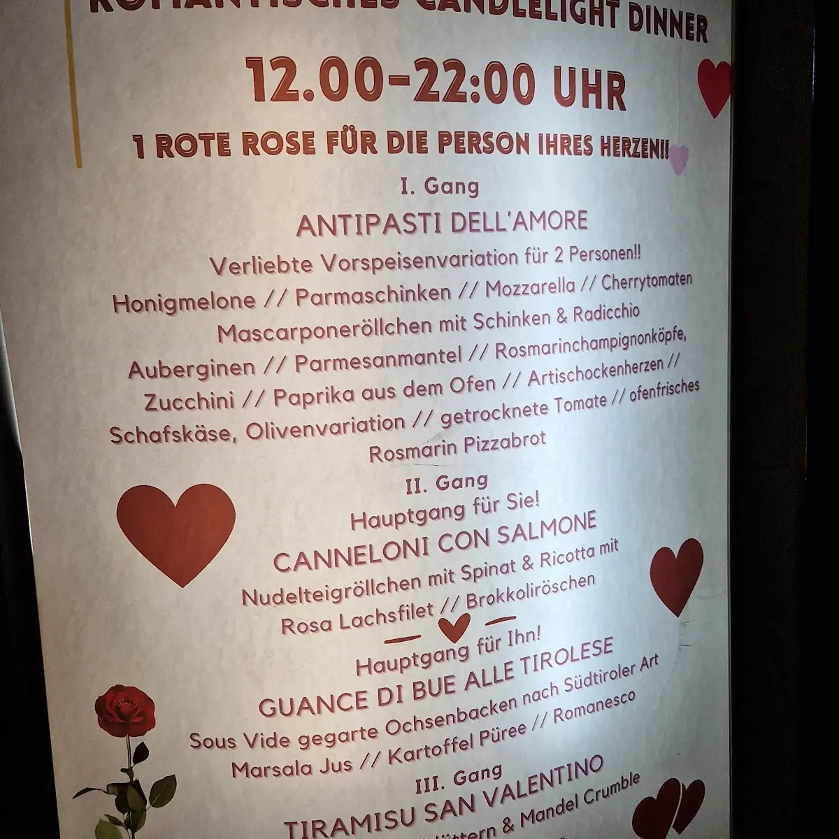 Speisekarte, Don Giovanni Leipzig