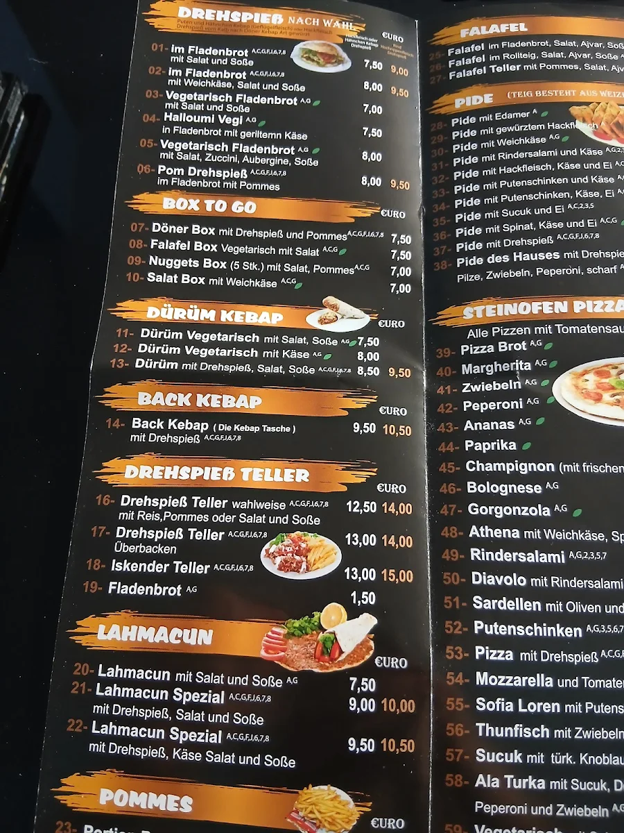 Speisekarte, Döner-Pizza-Kebab Hasans