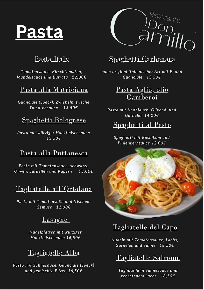 Speisekarte, Ristorante-Pizzeria Don Camillo Oberkirch