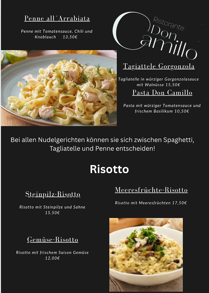 Speisekarte, Ristorante-Pizzeria Don Camillo Oberkirch