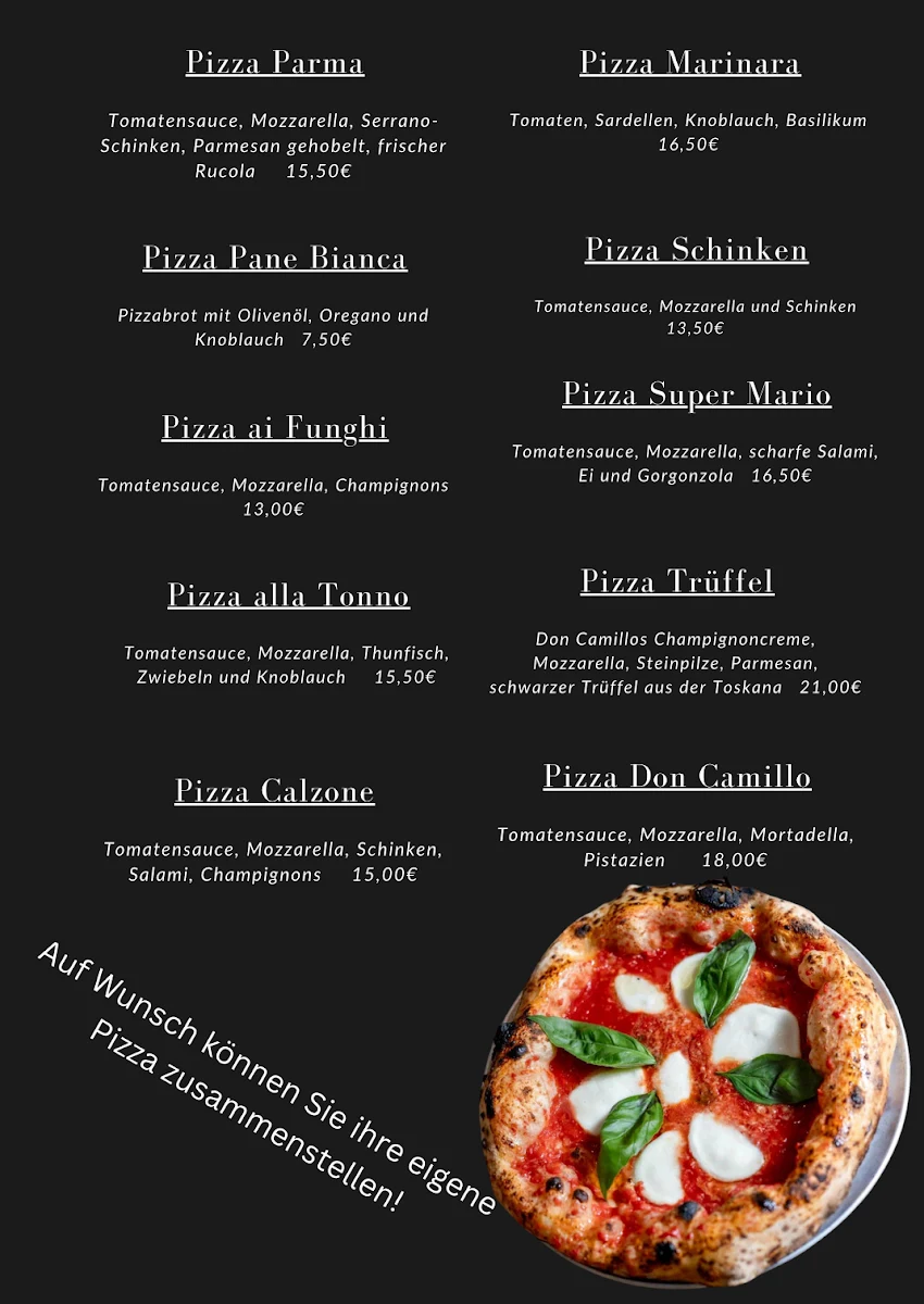 Speisekarte, Ristorante-Pizzeria Don Camillo Oberkirch