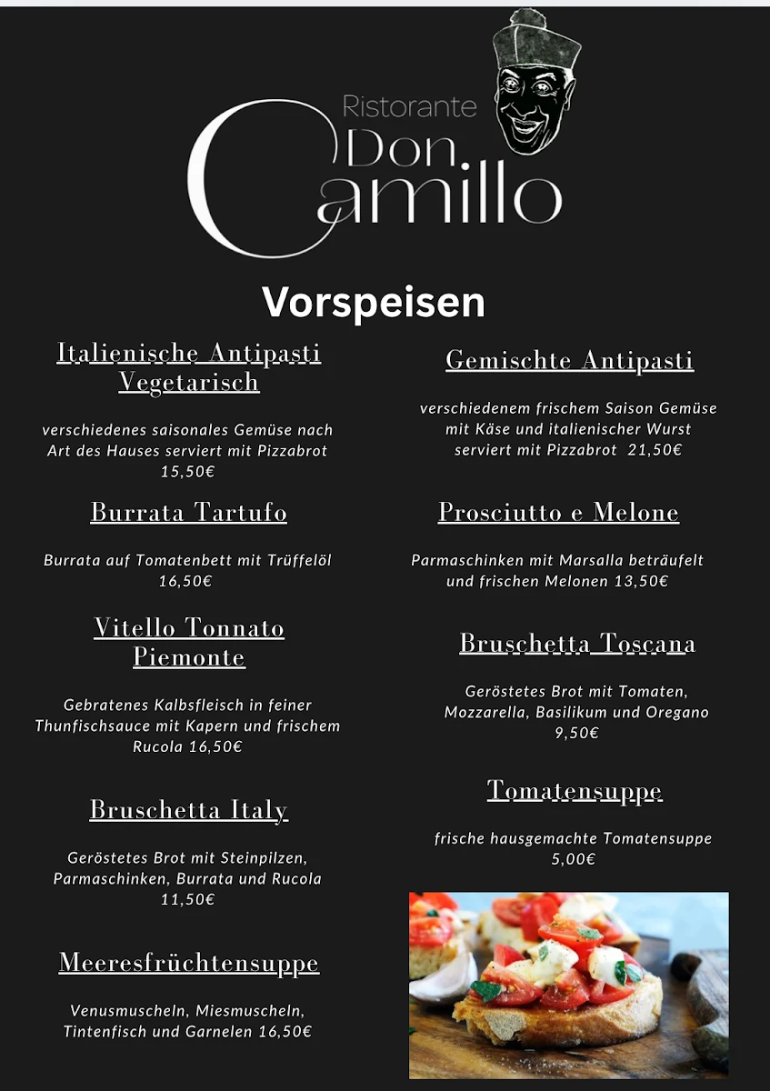 Speisekarte, Ristorante-Pizzeria Don Camillo Oberkirch