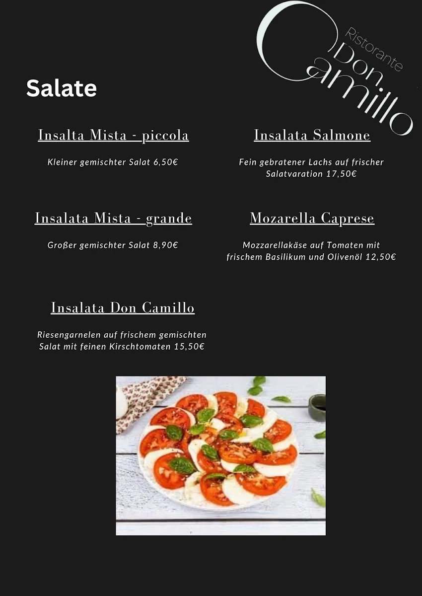 Speisekarte, Ristorante-Pizzeria Don Camillo Oberkirch