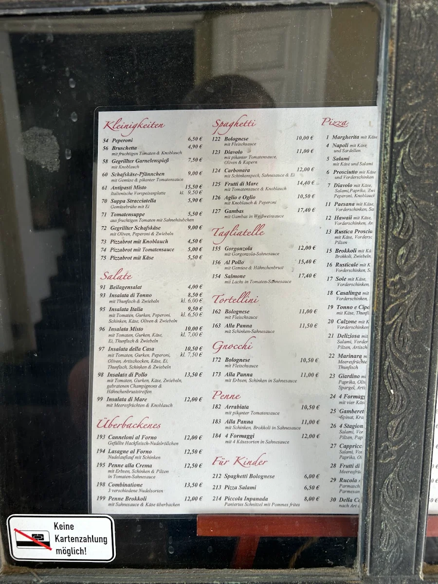 Speisekarte, Pizzeria Rusticale