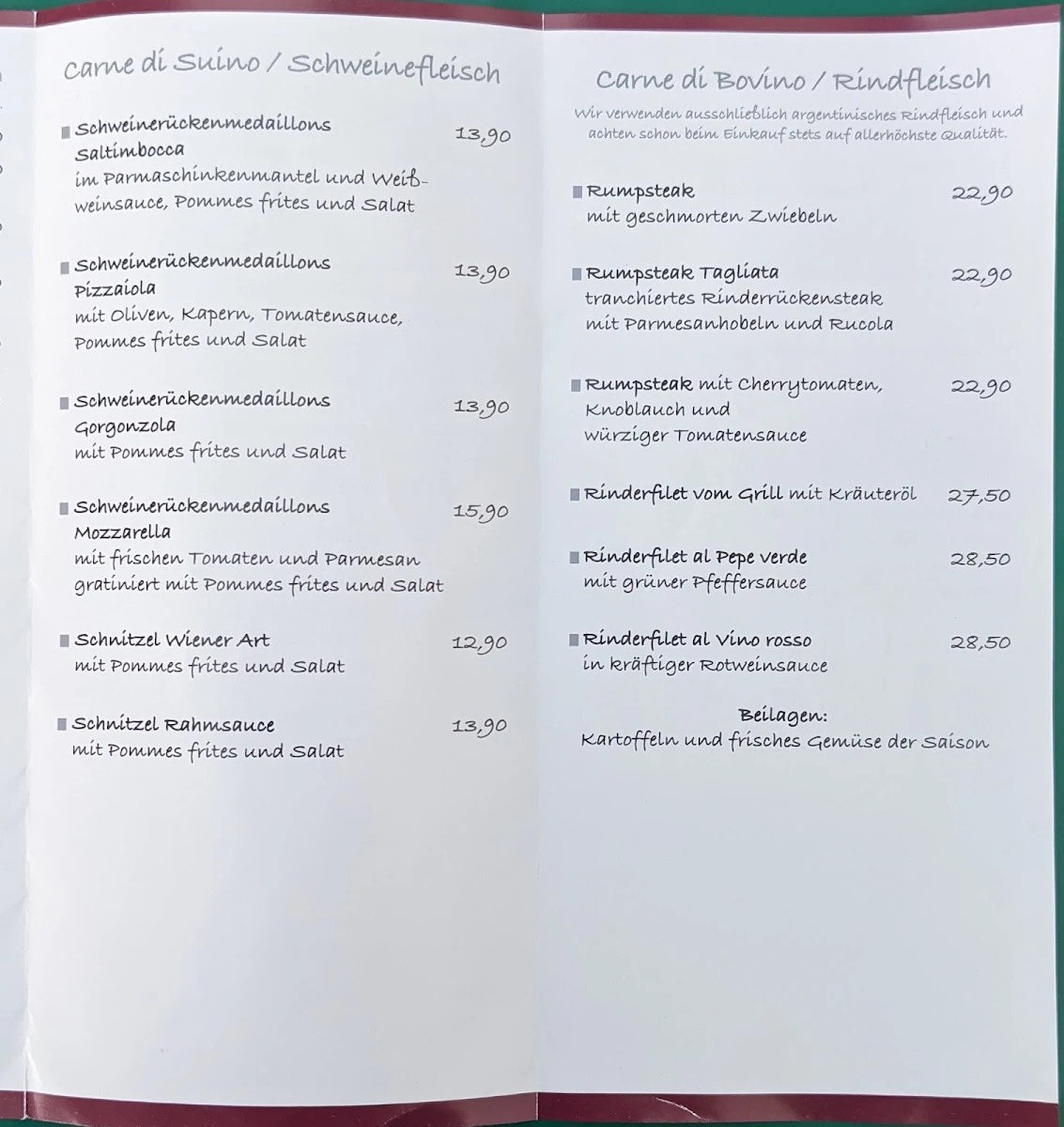 Speisekarte, Ristorante Da Toni - Domenico Potenza