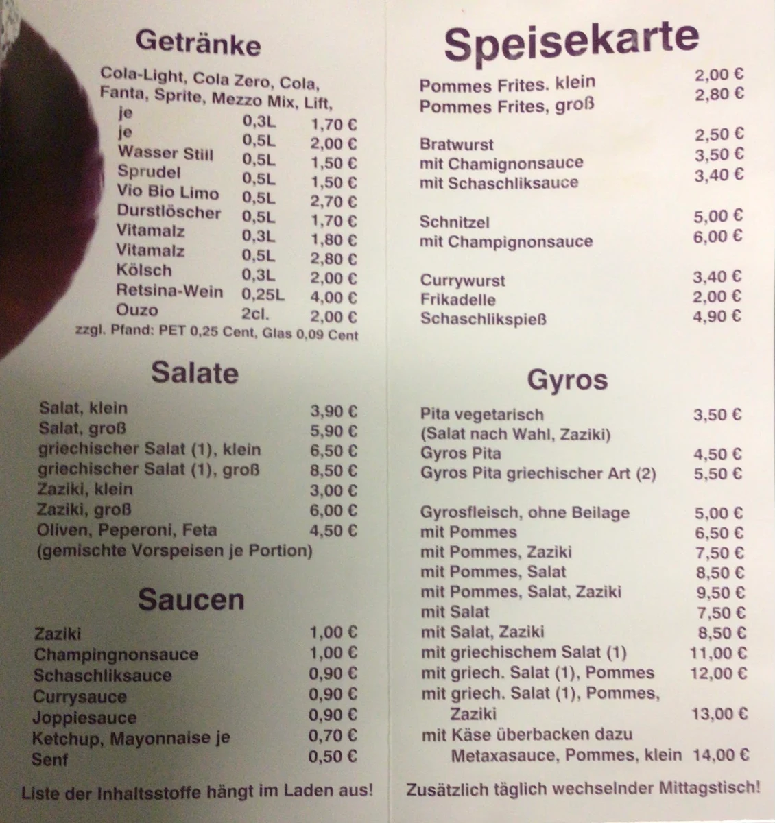 Speisekarte photo 2