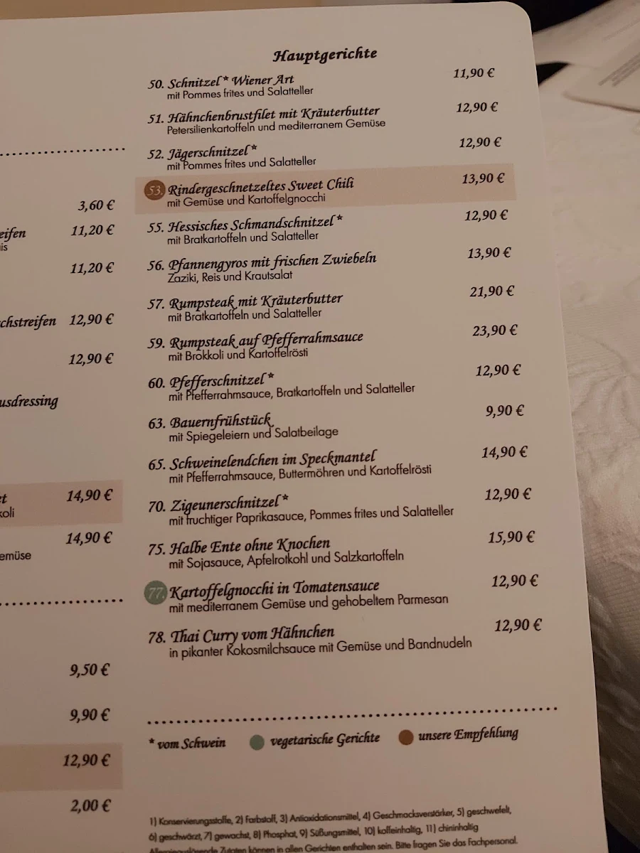 Speisekarte, Gasthaus Helleberg