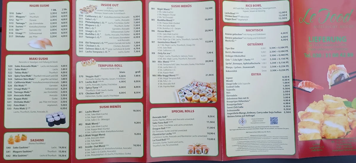 Speisekarte, Le Food