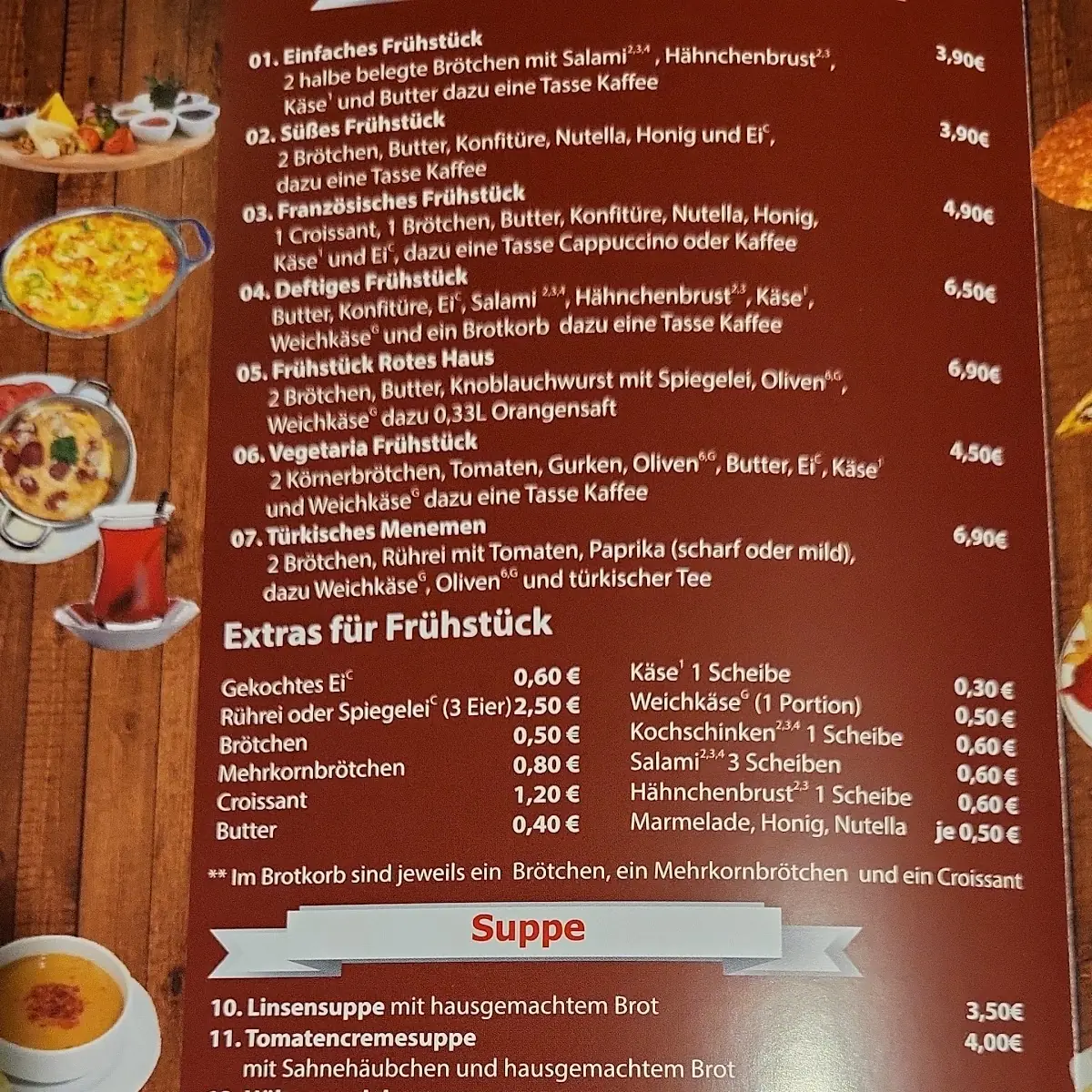 Speisekarte, Gastrokneipe Rotes Haus Witzenhausen