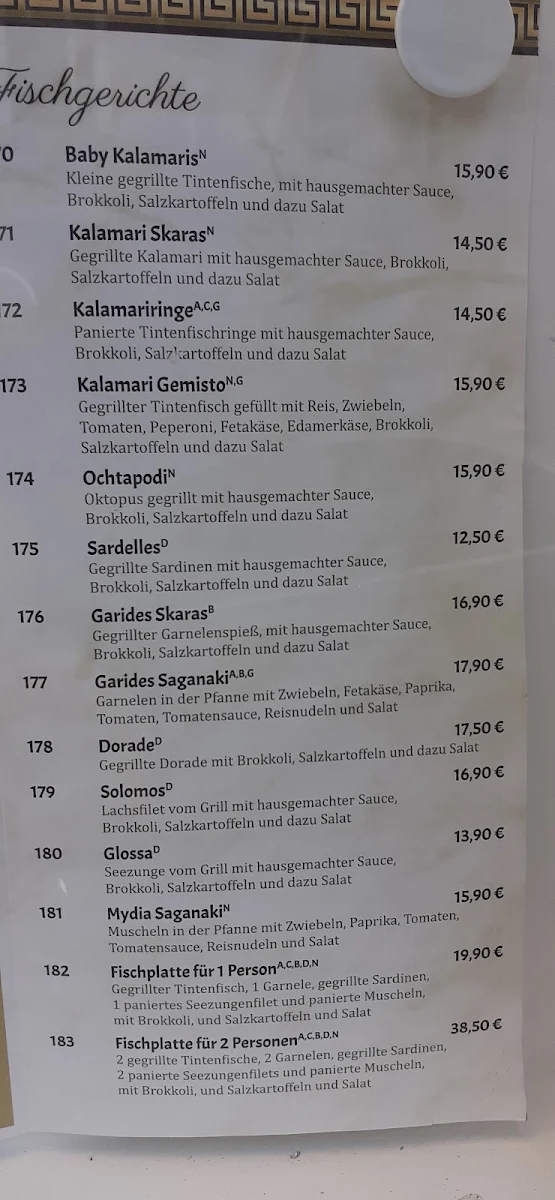 Speisekarte, Restaurant Athos Luckenwalde