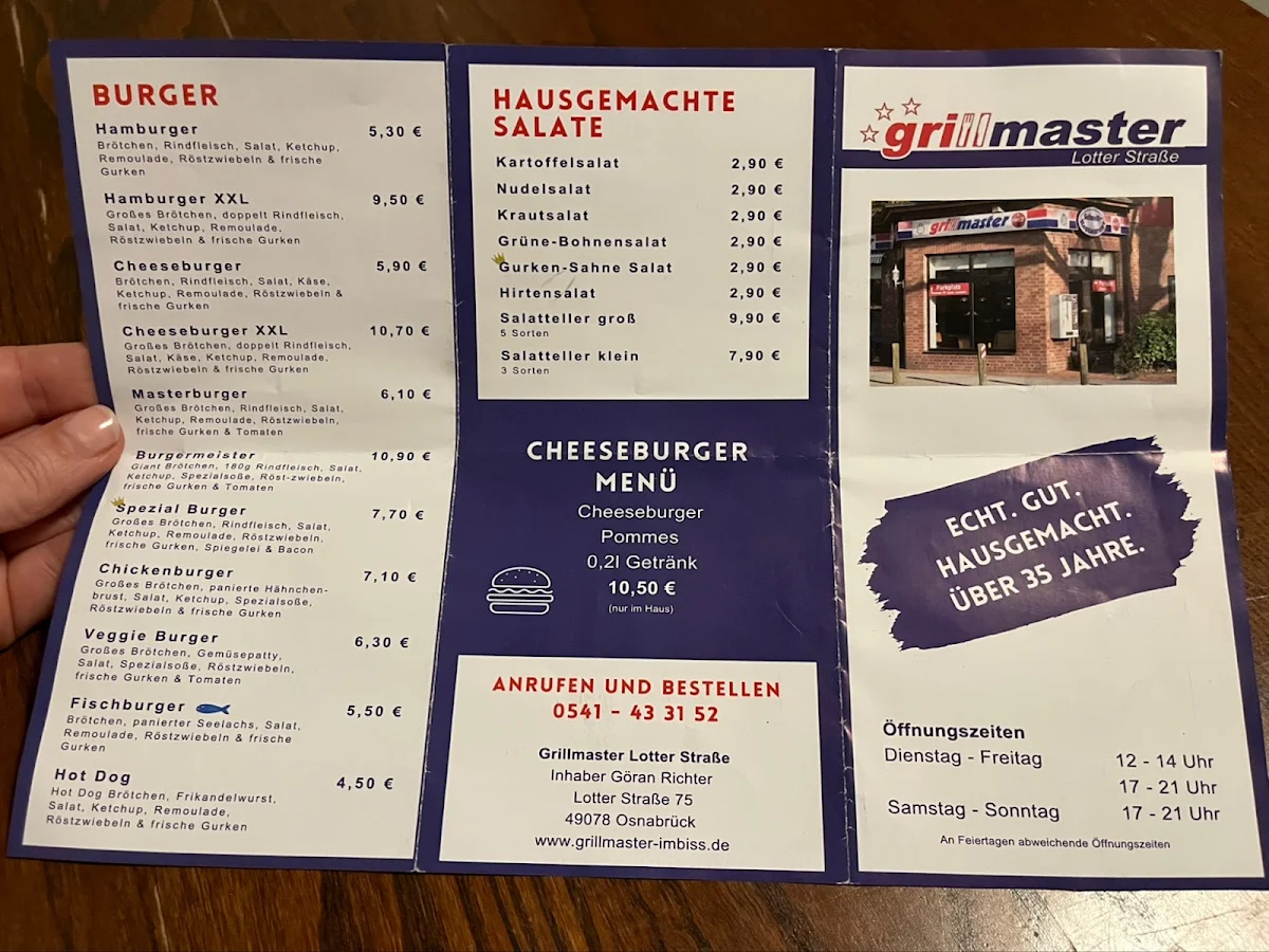 Speisekarte, grillmaster Lotter Straße
