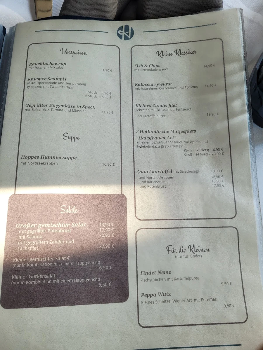 Speisekarte, Hoppe’s Restaurant