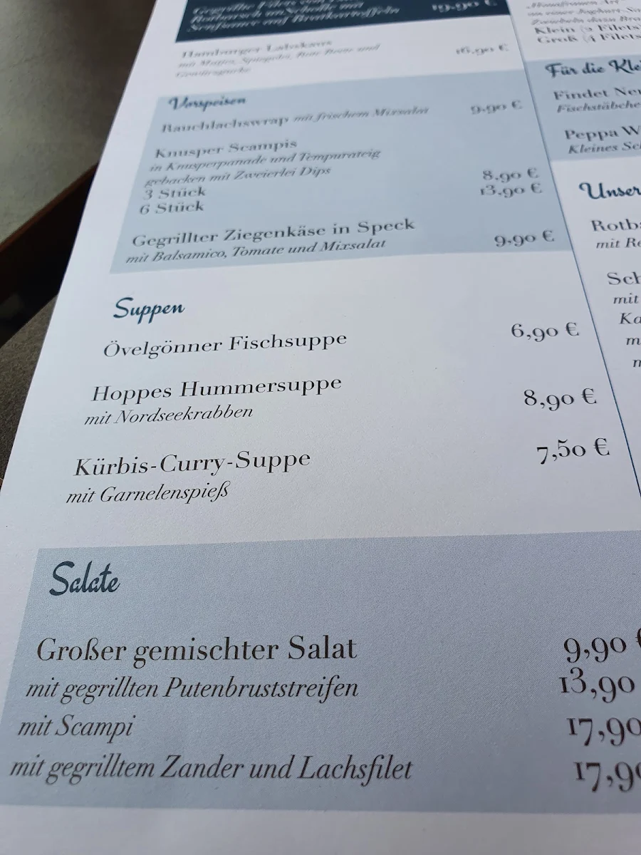 Speisekarte, Hoppe’s Restaurant