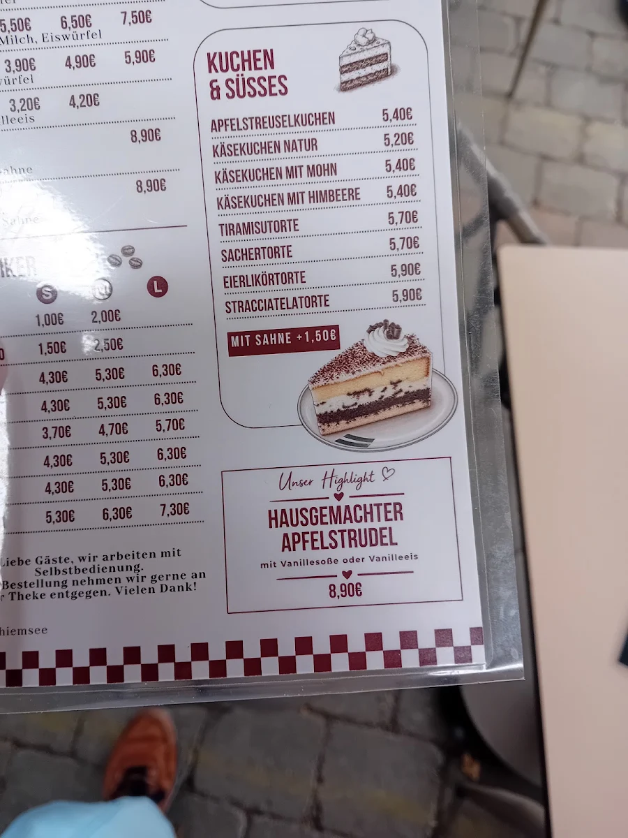 Speisekarte, Michi’s Eiscafé