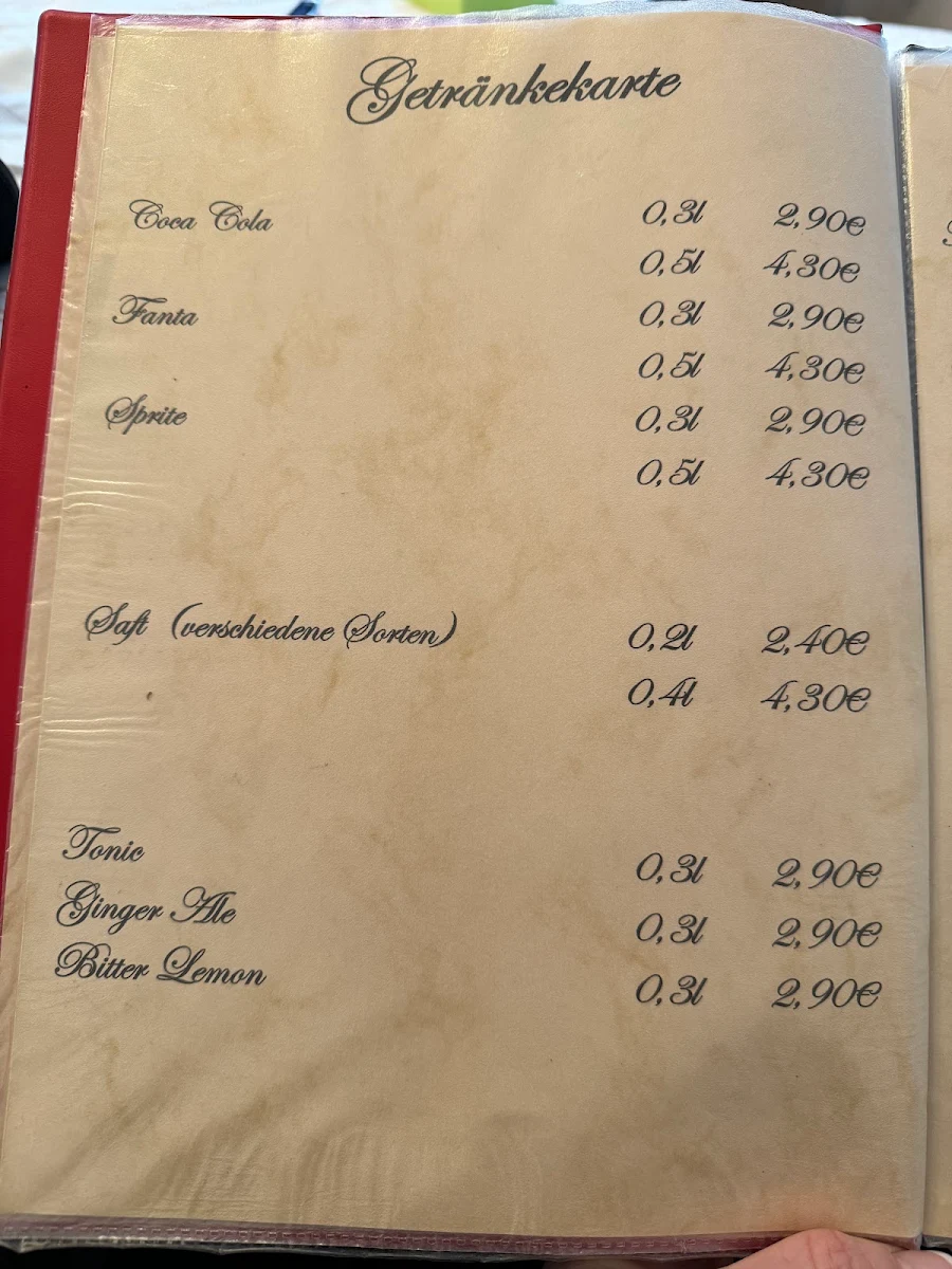 Speisekarte, Restaurant Zum Socken