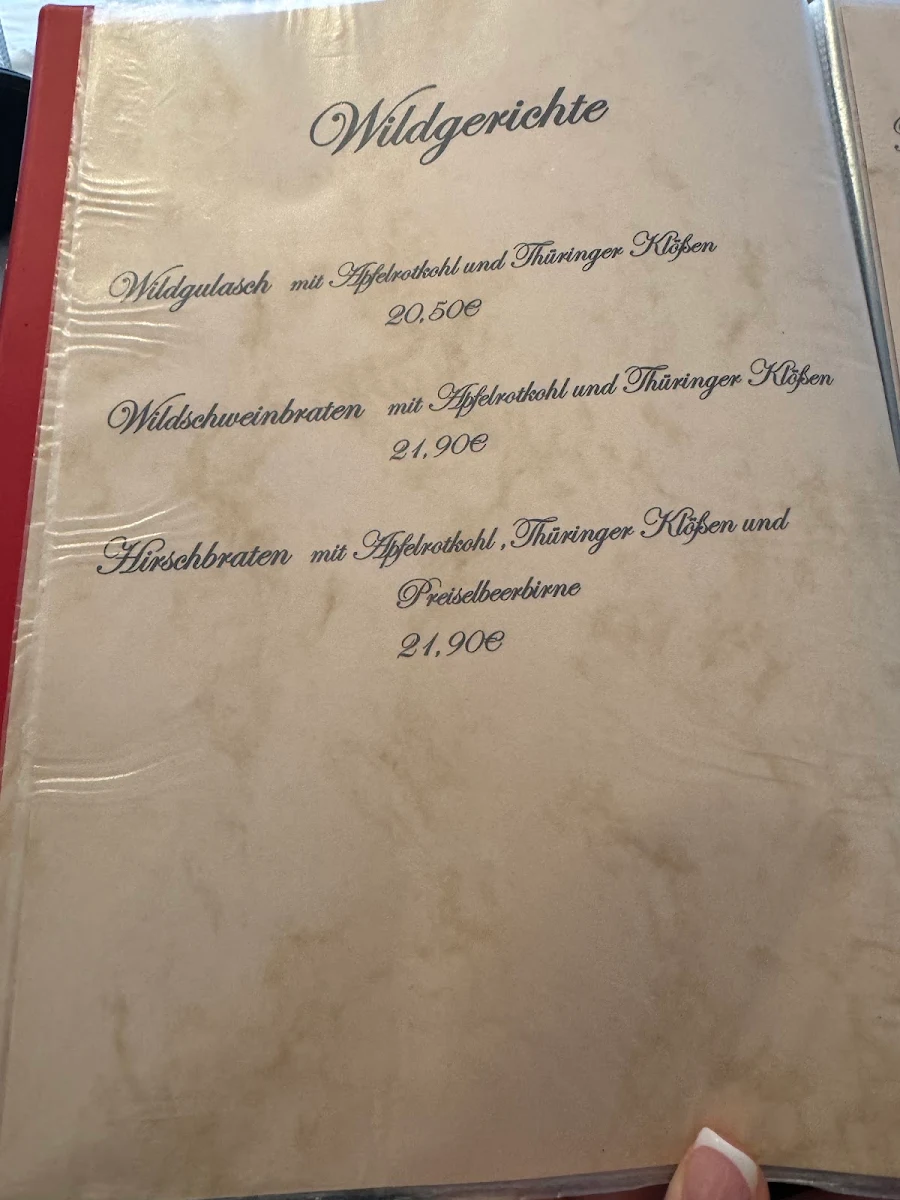 Speisekarte, Restaurant Zum Socken