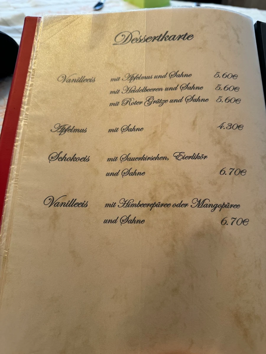Speisekarte, Restaurant Zum Socken