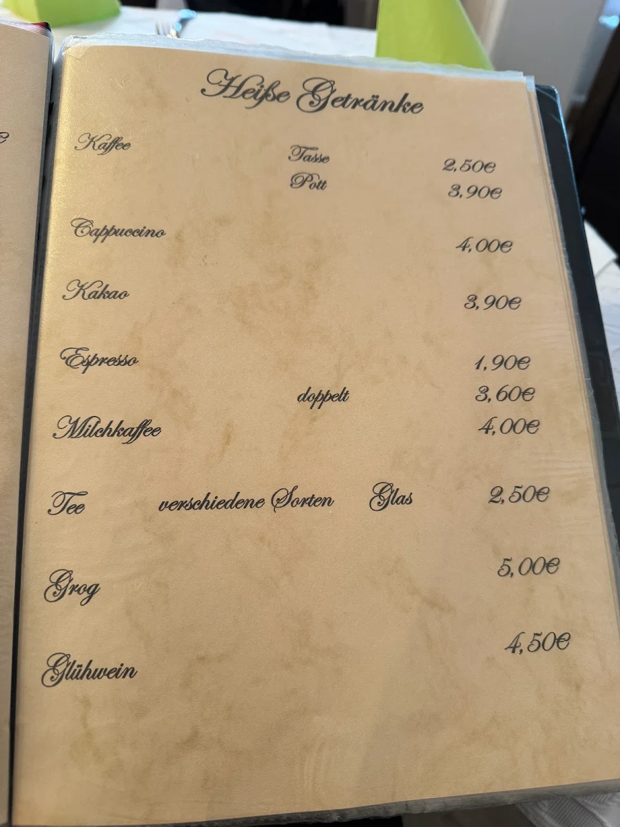 Speisekarte, Restaurant Zum Socken