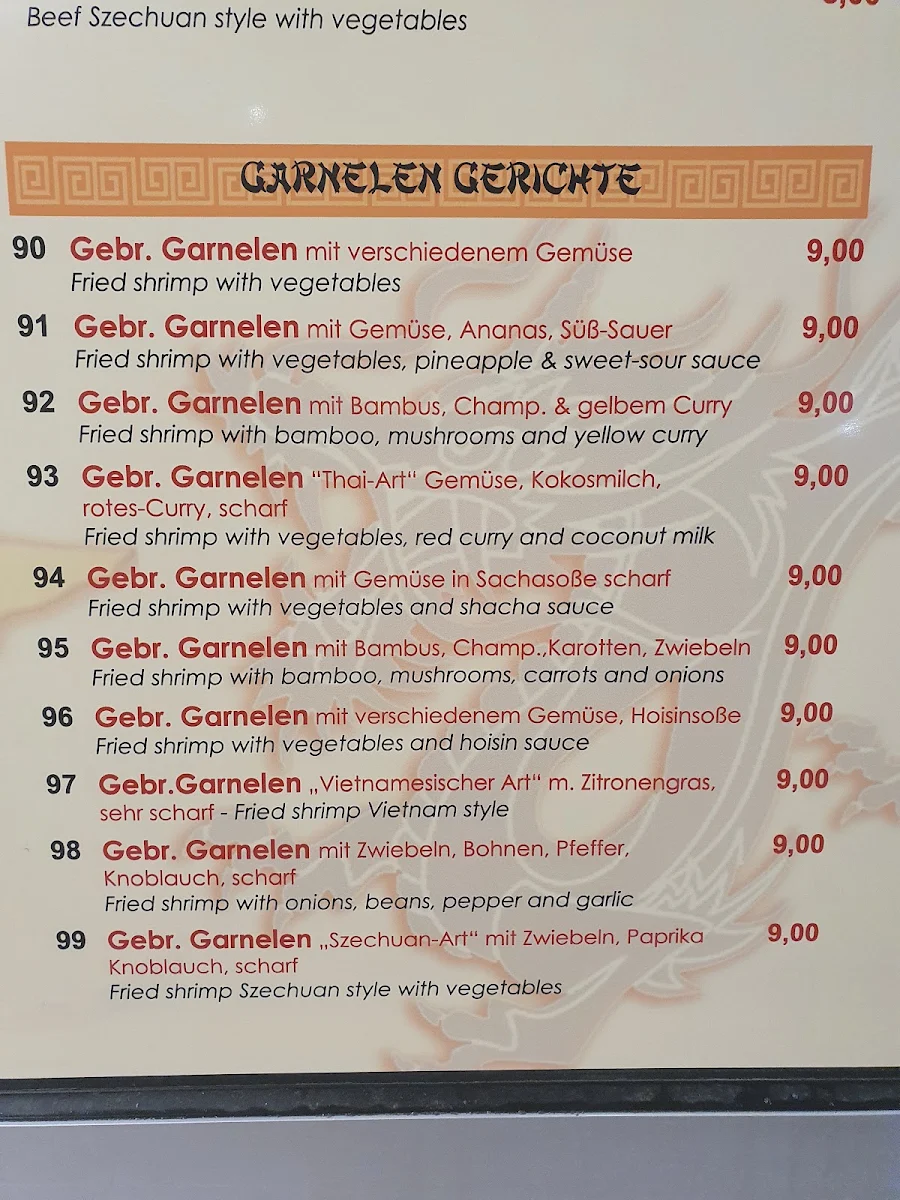 Speisekarte, Sai Gon Schnellimbiss