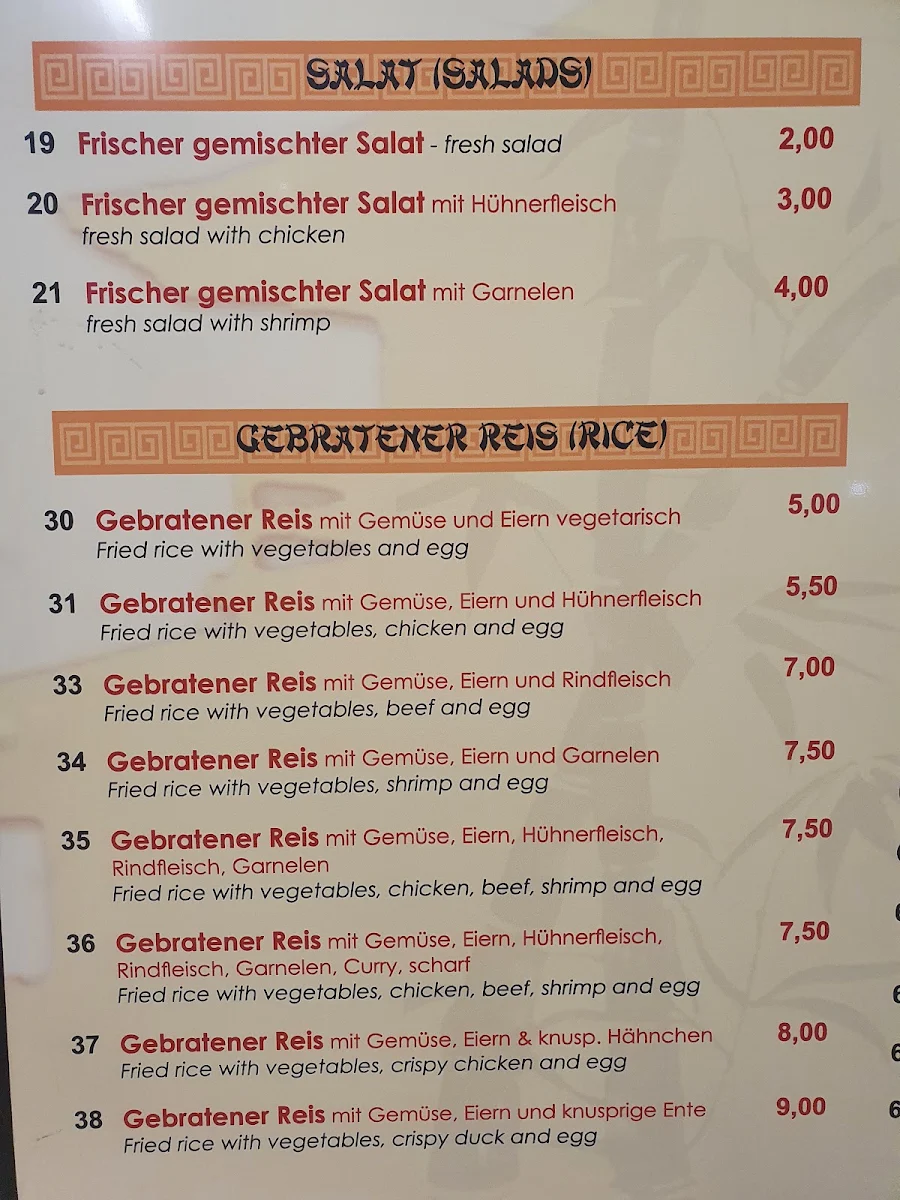 Speisekarte, Sai Gon Schnellimbiss