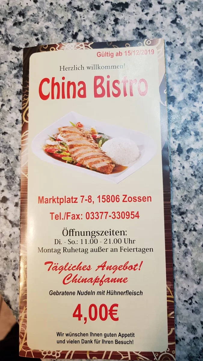 Speisekarte, Marktplatz Bistro