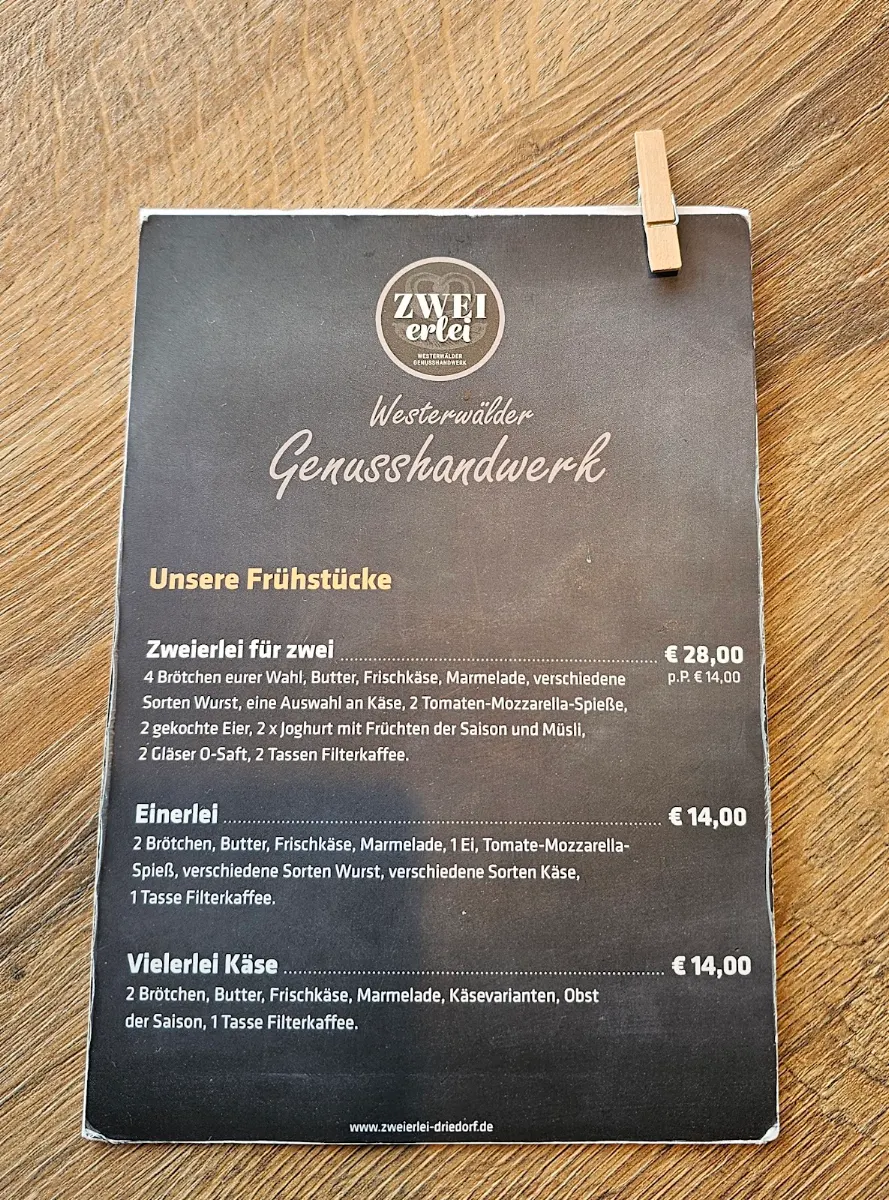 Speisekarte, Zweierlei - Westerwälder Genusshandwerk