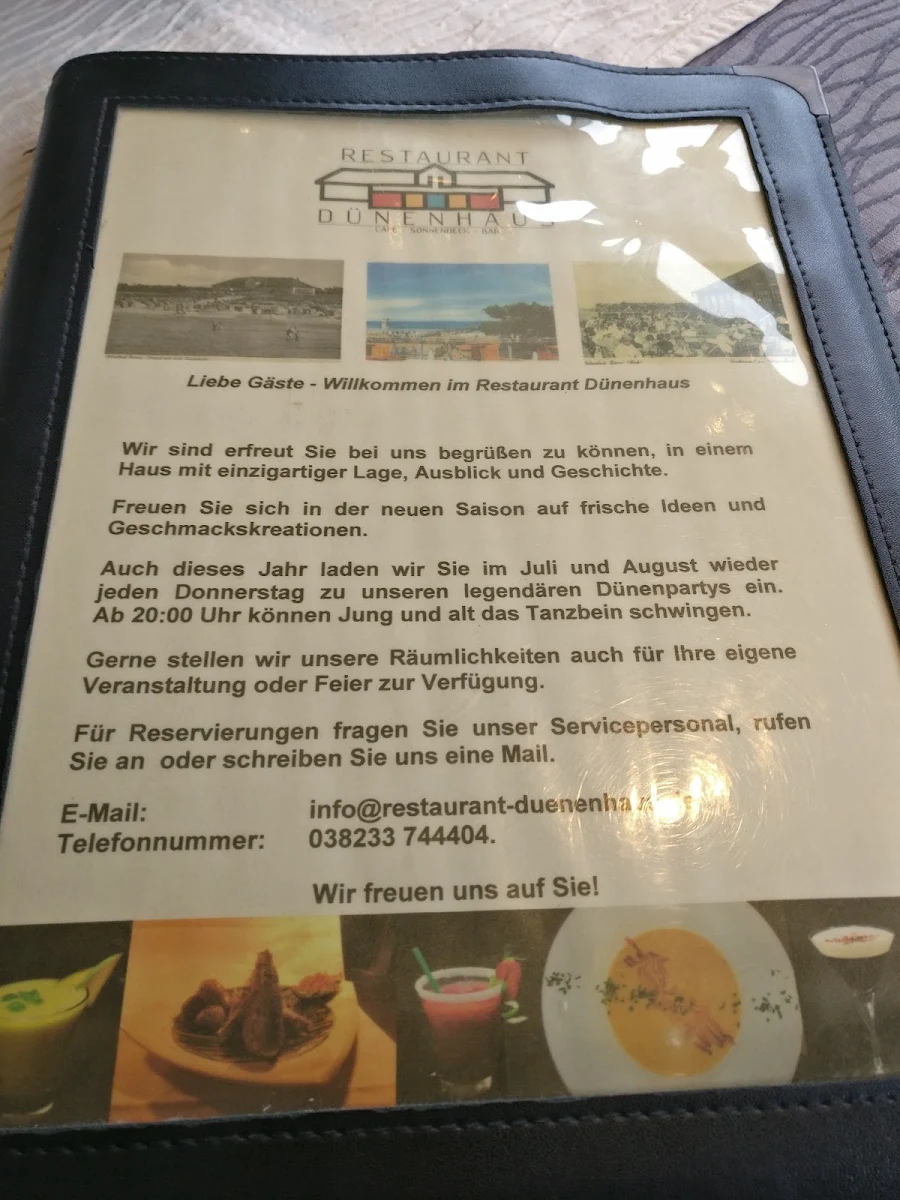 Speisekarte, Dünenhaus Fischladen