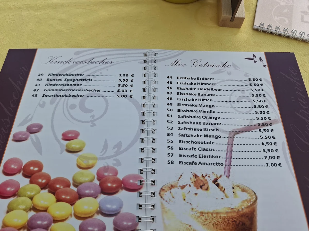 Speisekarte, Eiscafé Italia