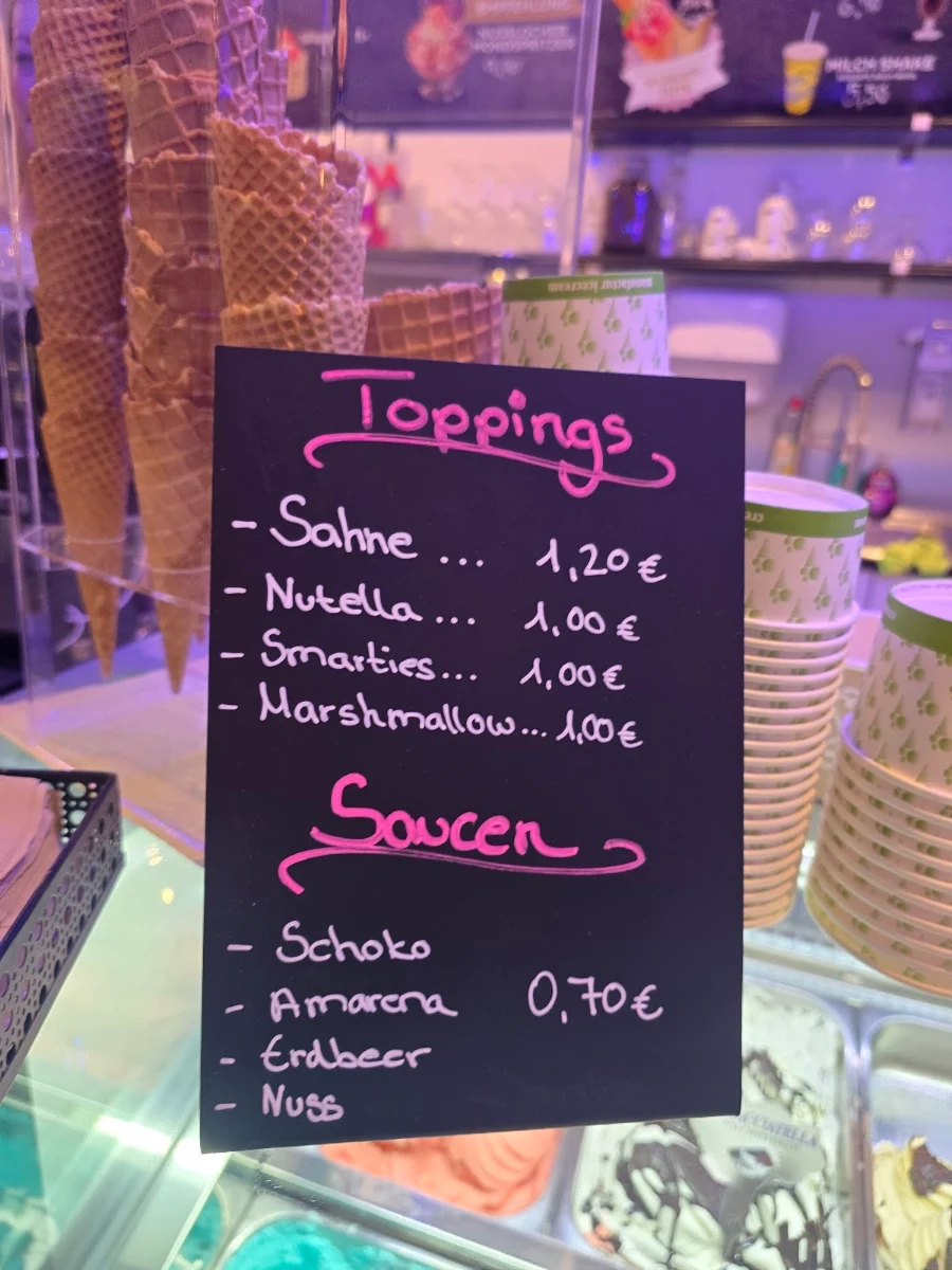 Speisekarte, Eiscafé Loumica