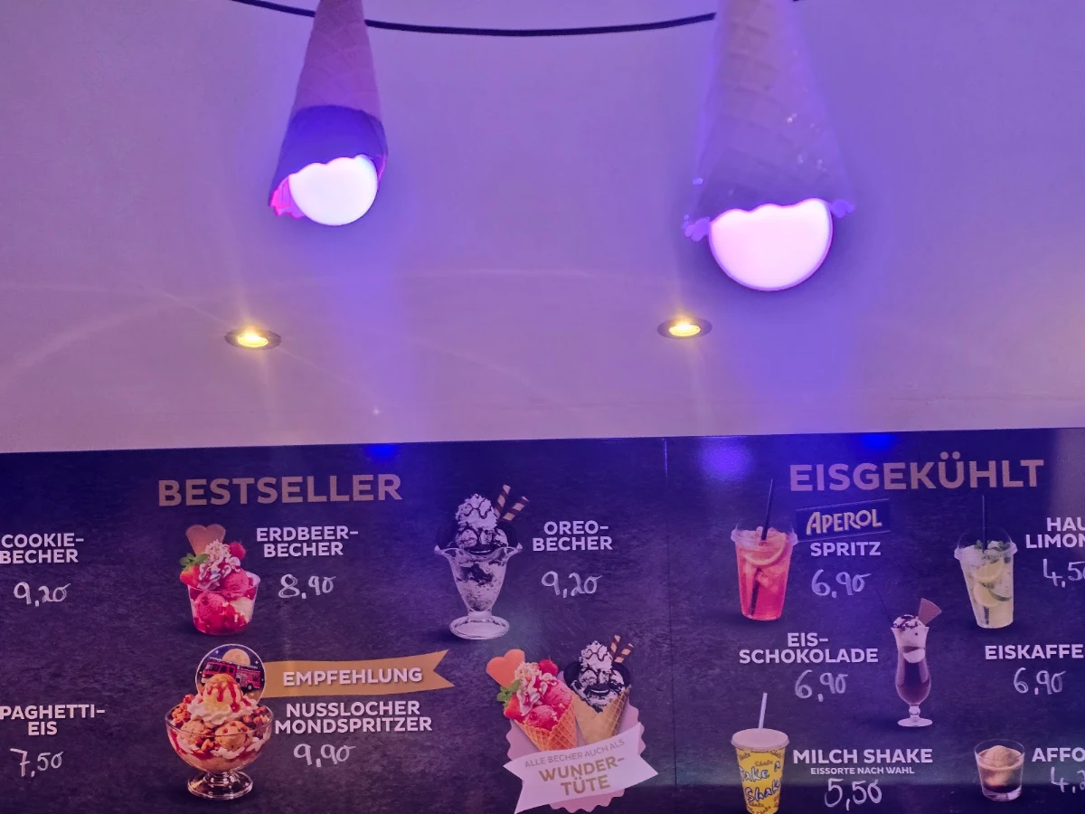 Speisekarte, Eiscafé Loumica