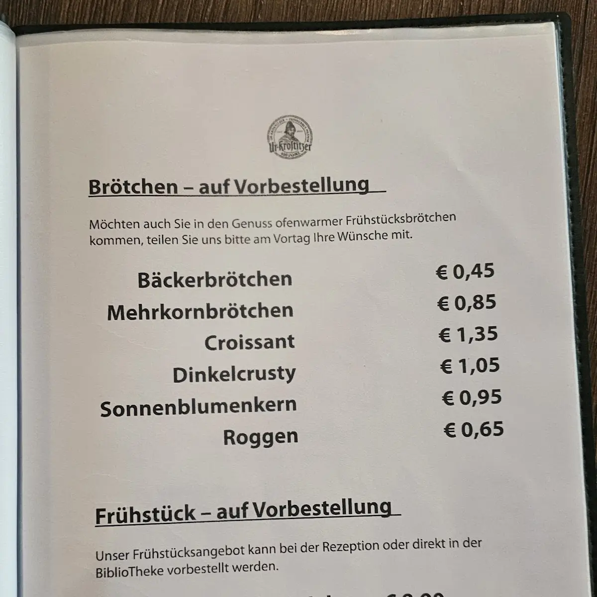 Speisekarte, BiblioTheke Schank- und Speisewirtschaft