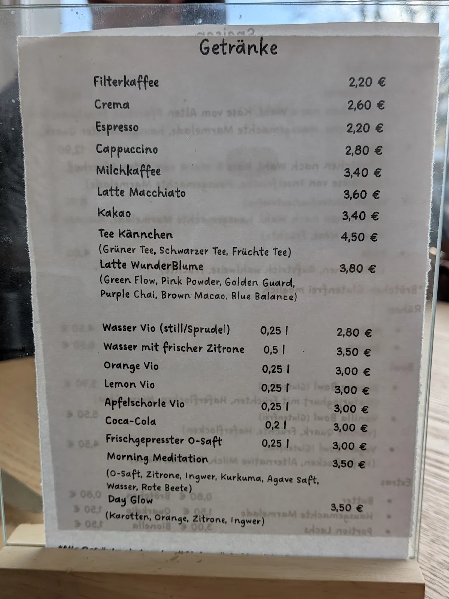 Speisekarte, Hörnchen's Bakery Cafè Vegan Glutenfrei Bestes Regionales von Rügen