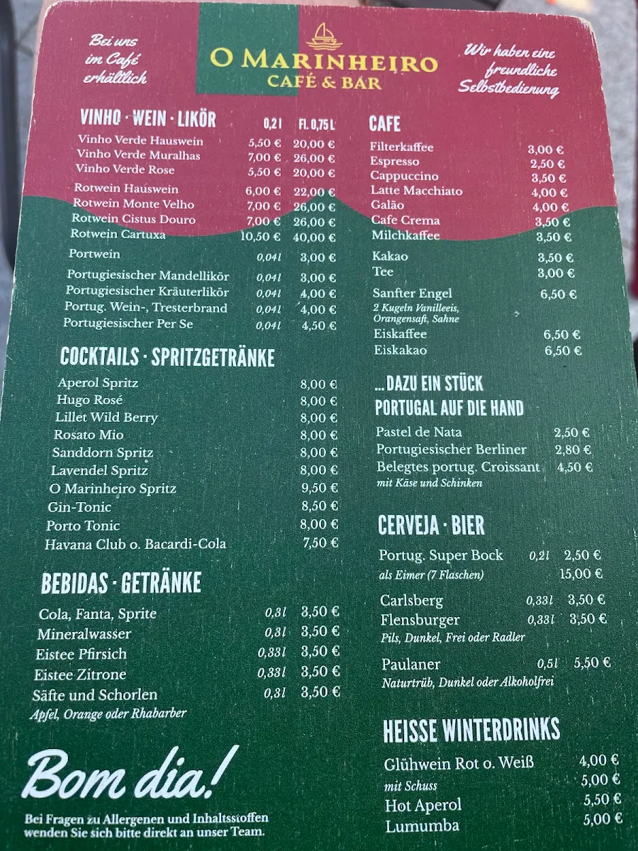 Speisekarte, O Marinheiro Portugiesische Snacks