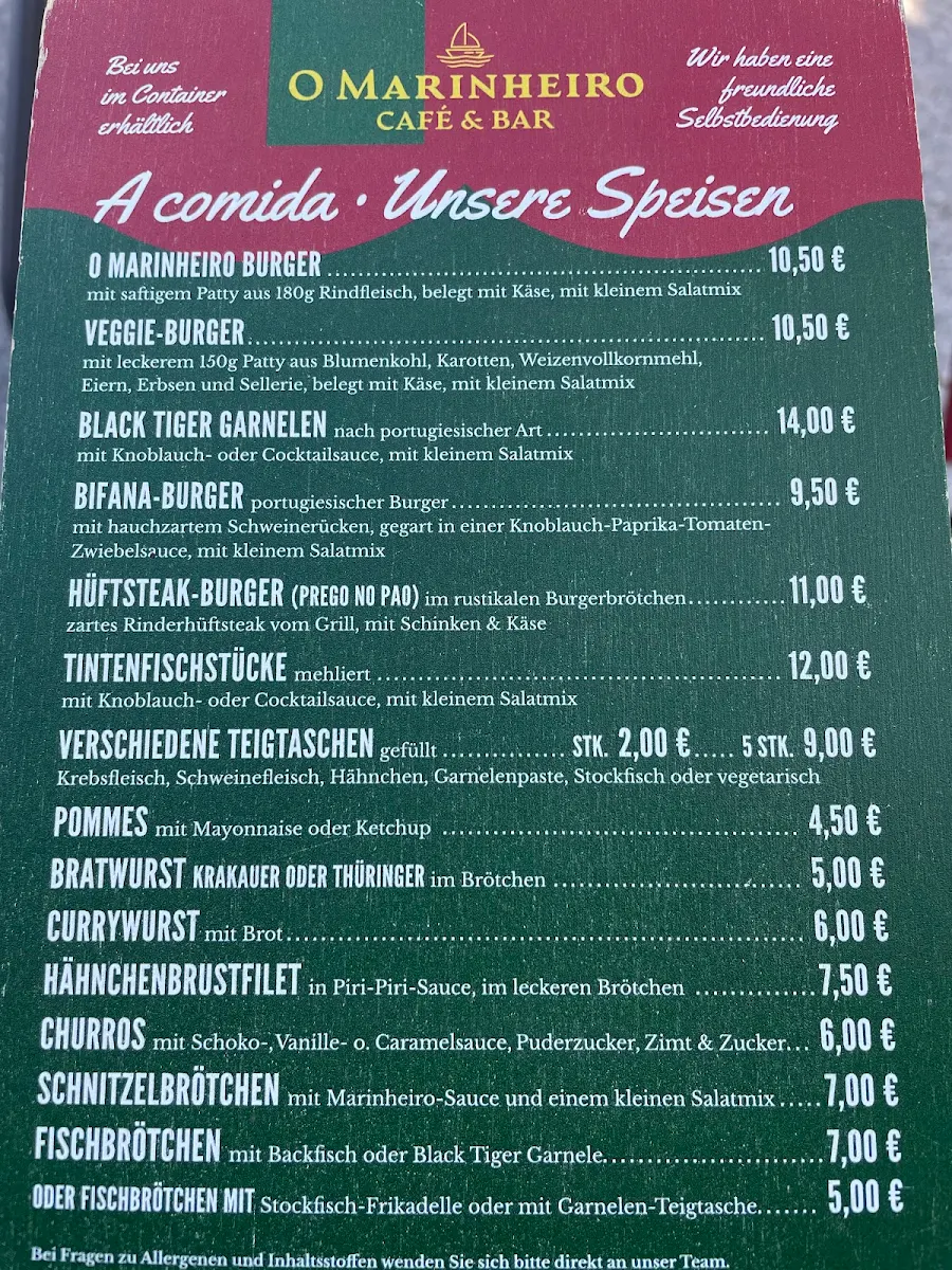 Speisekarte, O Marinheiro Portugiesische Snacks
