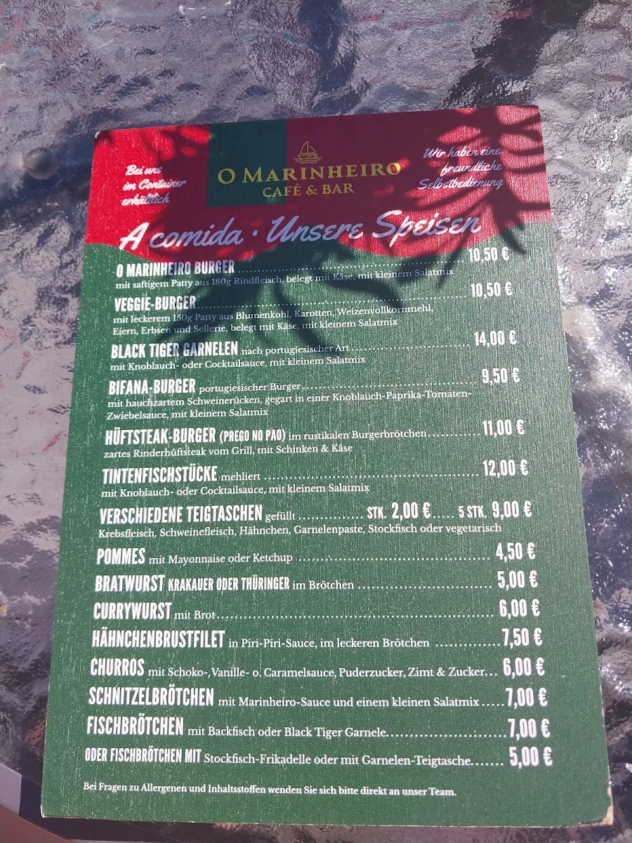 Speisekarte, O Marinheiro Portugiesische Snacks