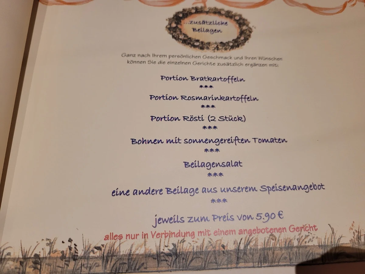 Speisekarte, Landgasthof Engel