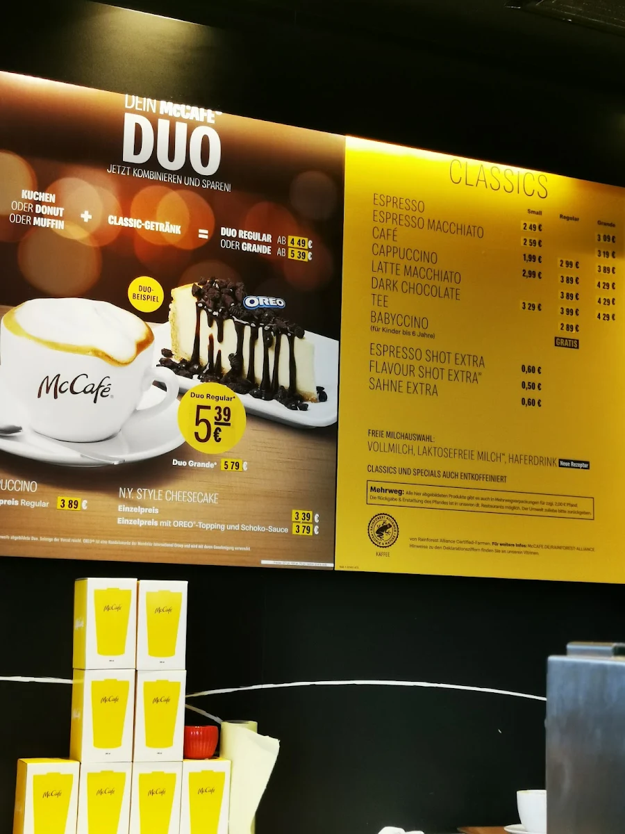 Speisekarte, McDonald's