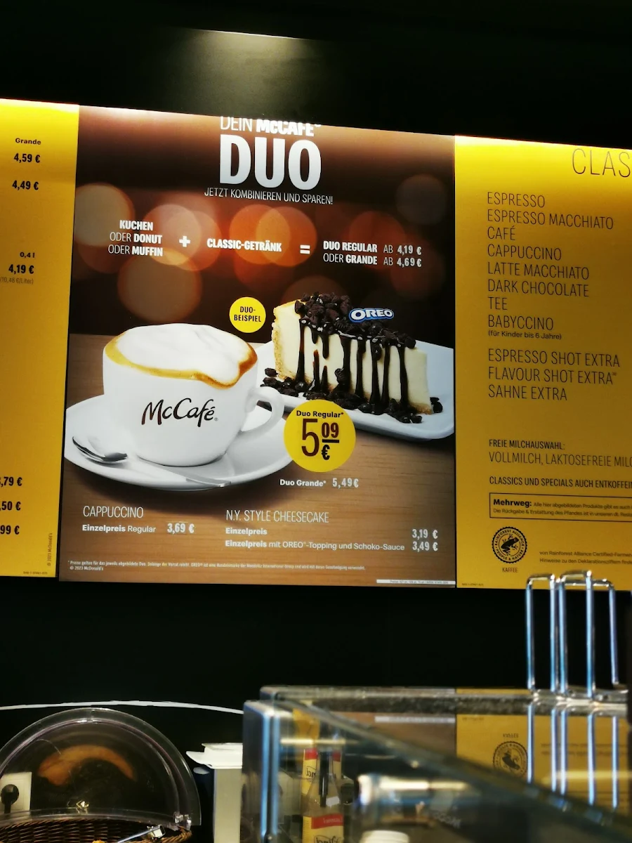 Speisekarte, McDonald's