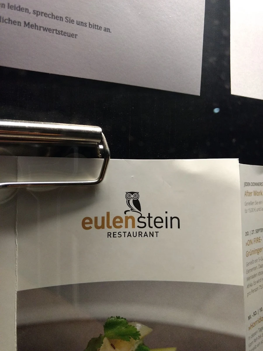 Speisekarte, Restaurant Eulenstein